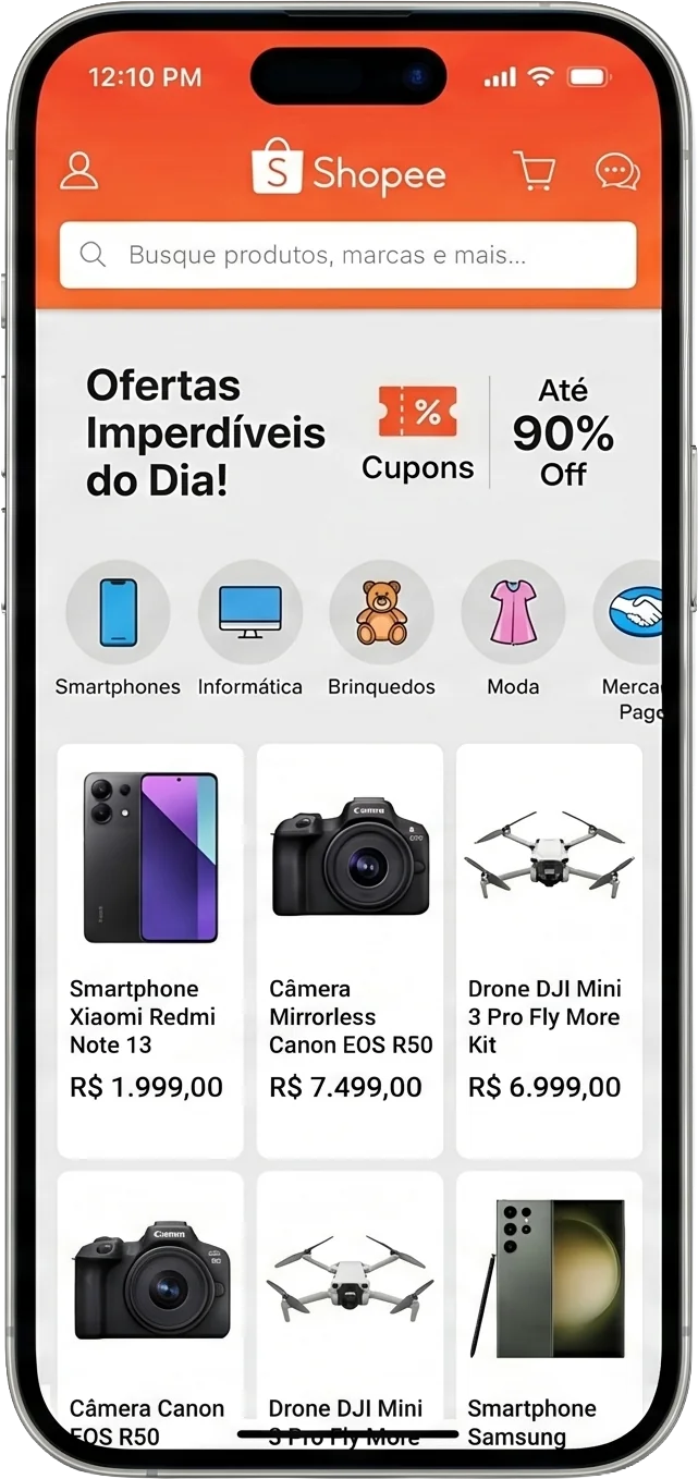 App Shopee integrado à Lupfy